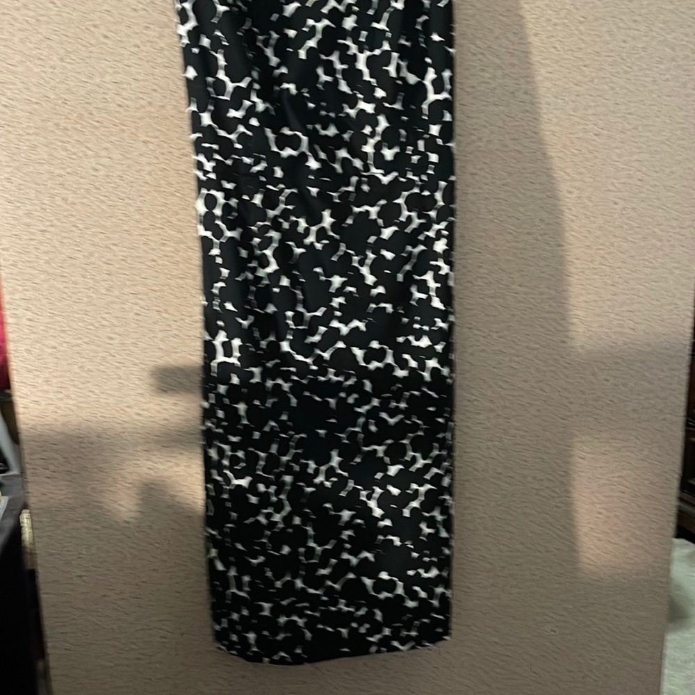 Beautiful Black and White Dress, with Pink Belt.